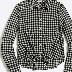J crew black check tie shirt